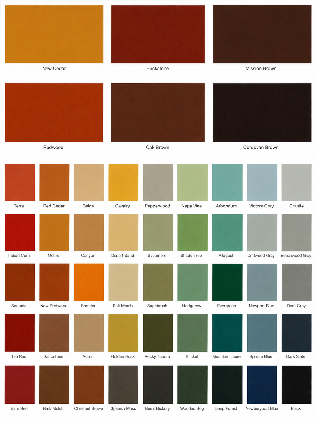 Additional solid color chart