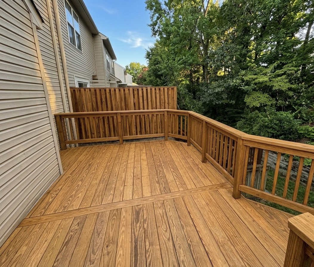 Updated stairs and railing on restored deck