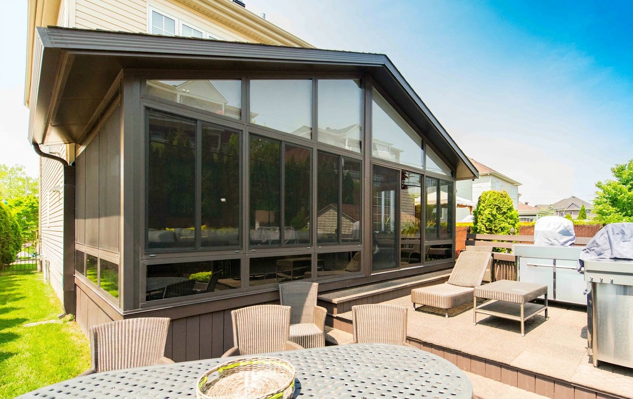Sunspace Model 300 3-Season glass sunroom with aluminum framing